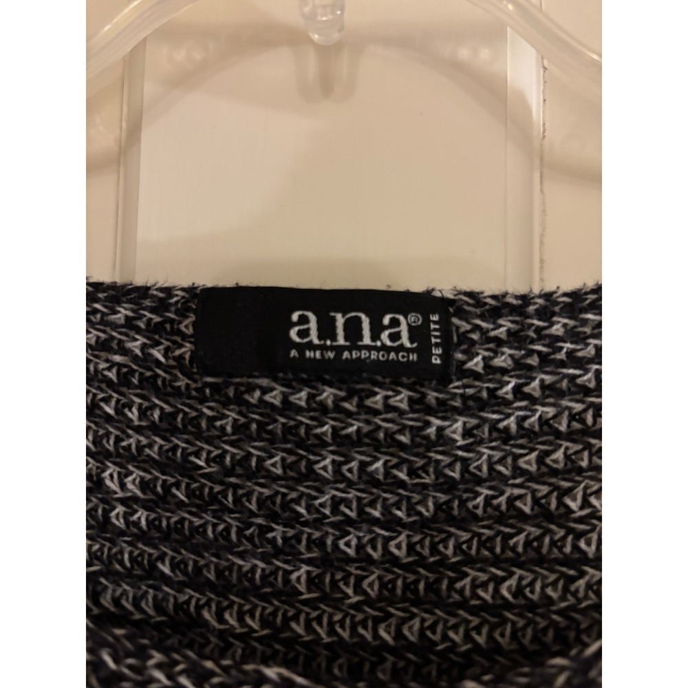 ANA A New Approach Womens Petite Black White Marled Textured Knit Sweater P - Picture 2 of 5